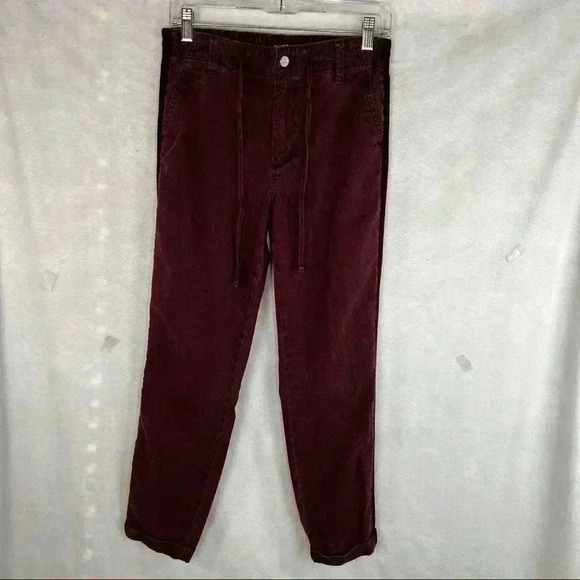 PAIGE Christy Pant Off Duty High Rise Pant Grosgrain Side Size 27 Deep Berry - Picture 3 of 14